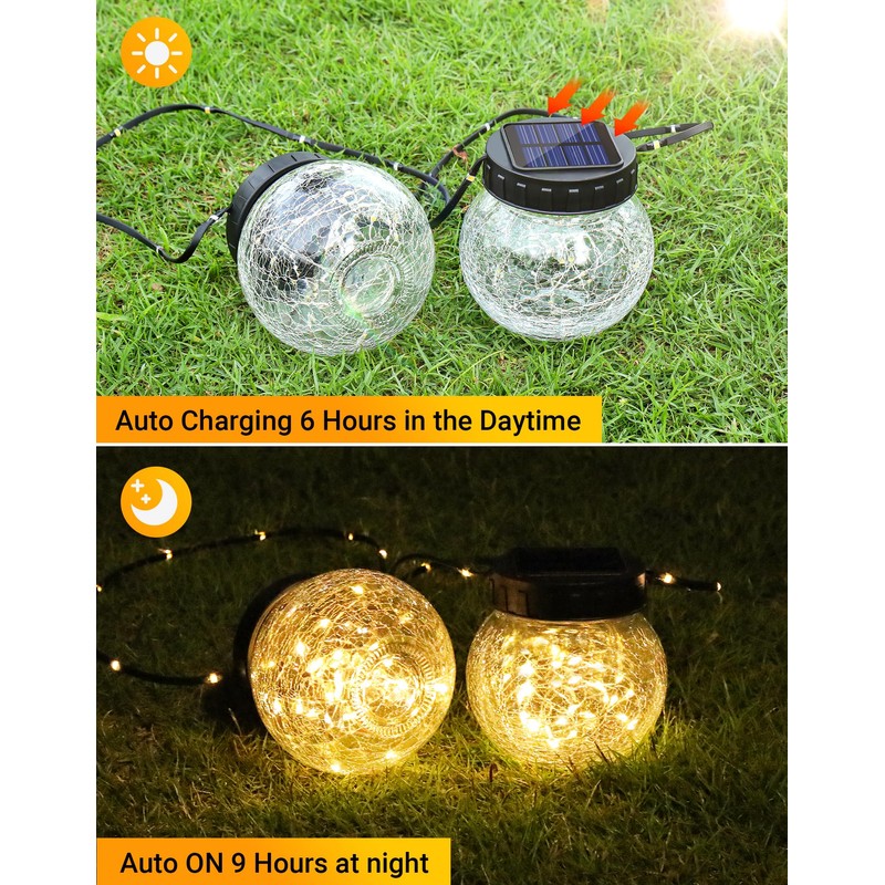 PARTPHONER Solar Lights Outdoor Waterproof 12-Pack, Solar Powered Hanging Lantern
