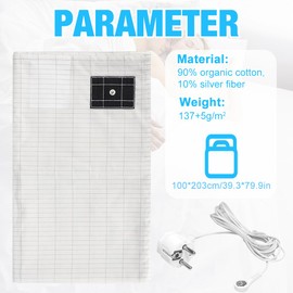 CLIUNT Grounding Bed Sheet, Grounding Mat, Conductive Grounding Mat with EU Grounding Cable, Grounding Product, Silver Fibre Grounding Sheet, for Better Sleep, Beige (100 x 203 cm)