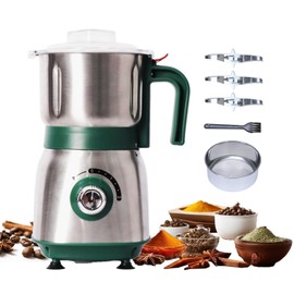 Electric Grinder for Kitchen - 500W Grain Mill with 3 Stainless Steel Blades, Versatile Spice Grinder for Coffee, Grinding Spices, Bean, Grains, Nuts (Green)