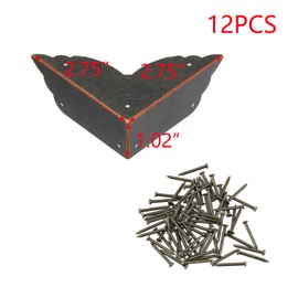 T Tulead Box Corners Iron Bronze Angle 2.75"x2.75"x1.02" Corner Decorative Protector for Wood Box 12PCS with Mounting Nails