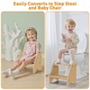 Toddler Step Stool, Wooden Height-Adjustable 2 Step Stool for Kids,