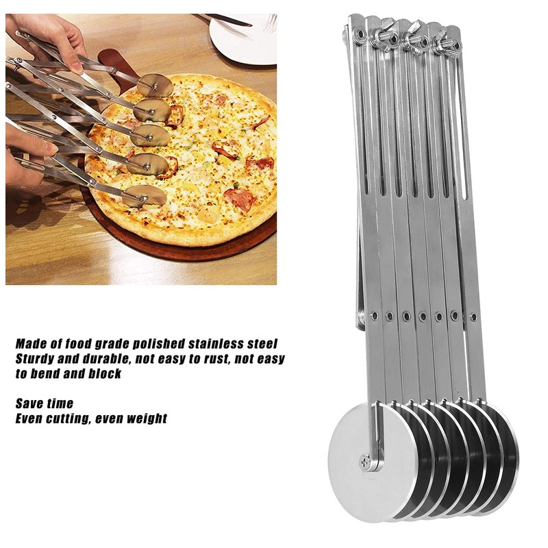 7 Wheel Pastry Cutter, Stainless Pizza Slicer with Adjustable Roller