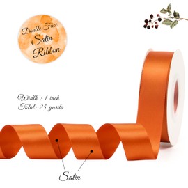 DINDOSAL Terracotta Ribbon 1 Inch Burnt Orange Satin Ribbon Terracotta Silk Ribbon for Wedding Decor Orange Ribbon for Bridal Bouquet Ribbon for Crafts Party Decoration - 25Yards