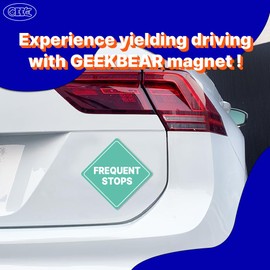 GEEKBEAR Delivery Driver Frequent Stops Car Sign - Sticker or Magnet & Color Options, Weather-Resistant - Diamond Shape 6.8 x 6.8 in (Mint, Reflective Magnet)