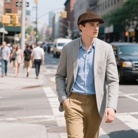 Clakllie Newsboy Caps for Men Summer Golf Hat Flat Cap Ivy Cabbie Driving Hunting Cap 8 Panel Baker Boy Hats,NBAP2502-Brown