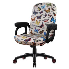 YOXEULL Butterfly Computer Office Chair Covers Stretchable Soft Fit Universal Desk Rotating Slipcovers, Removable Washable Chair Protector Cover with Zipper