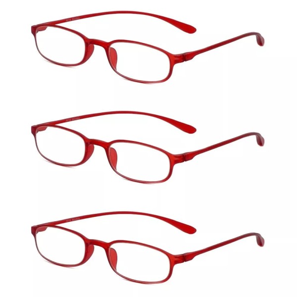 Calabria 718 Flexie Oval Reading Glasses +1.00 Red (3pack) Men/Women