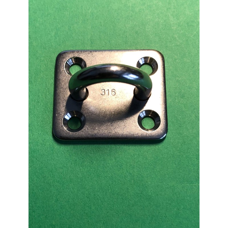 2 Pieces Stainless Steel 316 Square Pad Eye 3/16" 5mm