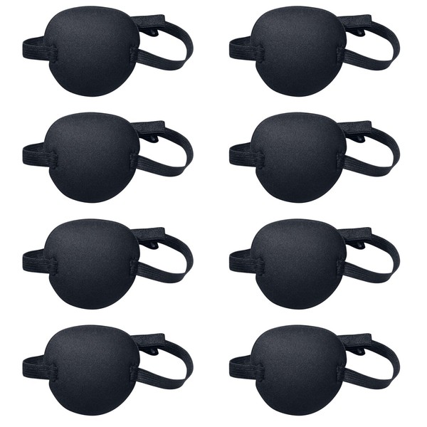 Favourde 8 Pack Black Eye Patch Strabismus Adjustable Eye Patch