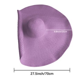Lifup Straw Hat for Women, Oversized Beach Hat Large Wide Brim Visor Hats Roll Up Floppy Sun Hat for Summer Beach Cap UPF 50+ Purple