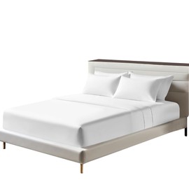 Egyptian Cotton Fitted Sheets 25cm Deep Mattress Pocket 200 Thread Count Fitted Bed Sheet- Soft & Comfortable Bottom Sheet (White, Single)