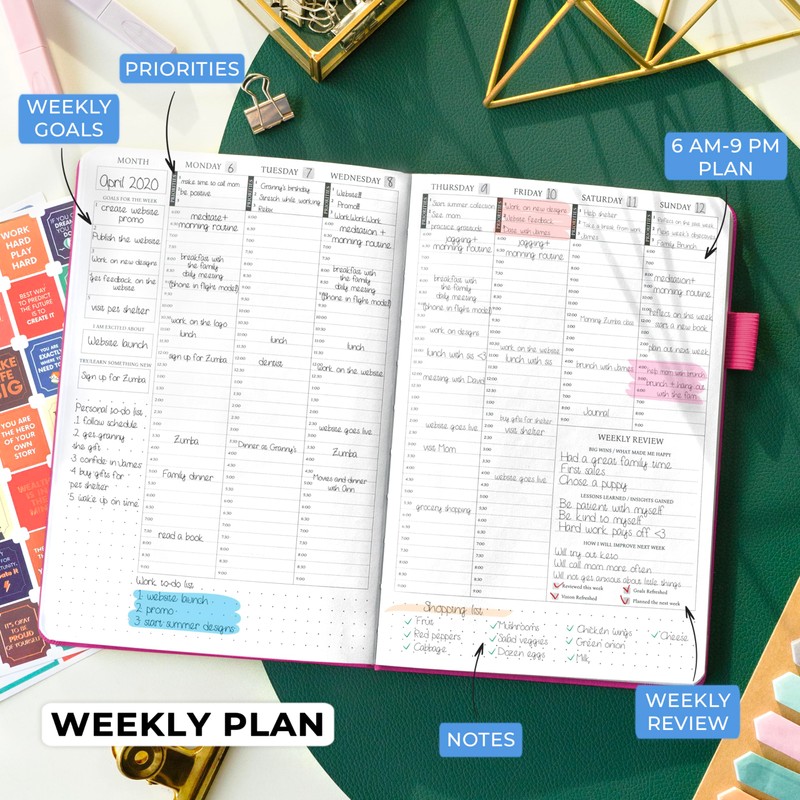 Legend Planner Hourly Schedule – Weekly & Daily Organizer with