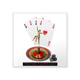 CafePress Casino Cards, Roulette, Dice, with Lady Sticker Square Bumper Sticker Car Decal