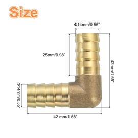 sourcing map 2 Pcs Brass Hose Barb Fitting L Right Angle Elbow Connector Coupler, 9/16" ID Brass Fitting Air Hose Fittings for Connecting Water Fuel Air, Oil Hoses