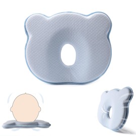 Yevclihds Memory Foam Baby Pillow,Cute Cartoon Bear Soft and Cozy Pillow, Breathable Bedding Set for Infants for Small Boys and Girls Prevent Flat Head