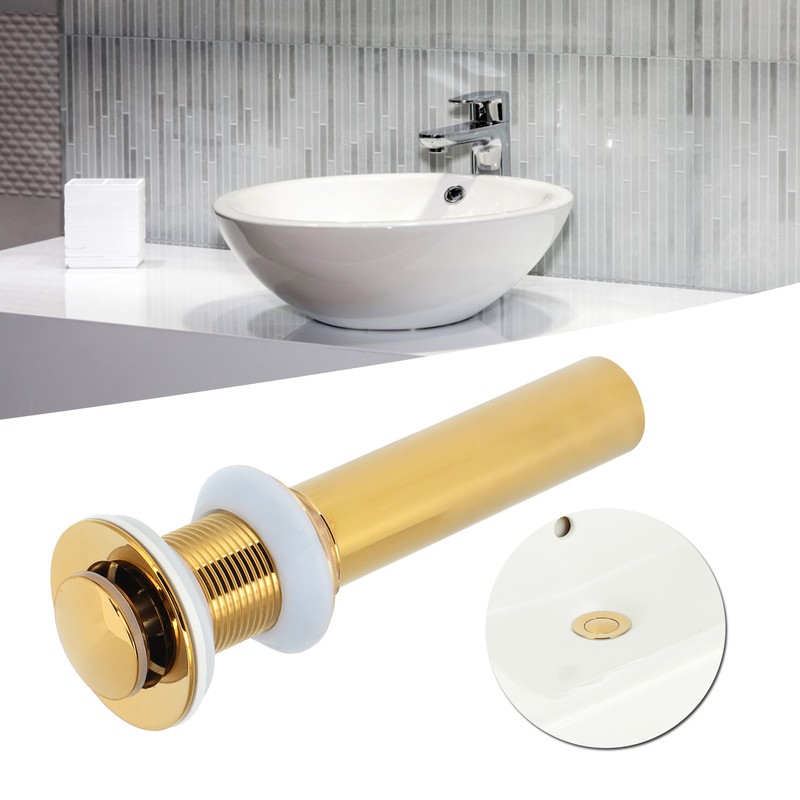 Gold Sink Drain without Overflow Anti Clog Bathroom Faucet Wash