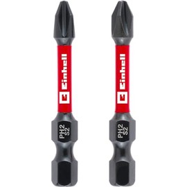 Genuine Einhell Impact Bits 2 Piece 50mm PH2 (S2 Steel Torsion Zone Efficient Power Transmission Red Ring C 6.3 Shank)