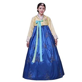 Female Korean Hanbok Traditional Dress Palace Korea Wedding Dance Costume Oriantal Dae Jang Geum Costume for Stage (M, Blue)