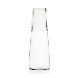 Ichendorf Milano Set di Bottiglia e Bicchiere Acqua | Collezione Torre | 110 + 30 cl | Vetro Borosilicato | Fatto a Mano