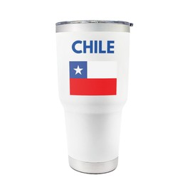 Palm City Products 30 oz Chile Tumbler - Chile Mug with Chilean Flag - Chile Pride Travel Cup - Insulated Hot and Cold Chilean Drinkware - Chilean Heritage Gift for Expats and Soccer Fans