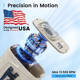 KIBEE Portable Waist Fan with LED Light, 5 Speeds 12500RPM Strong Airflow, Personal Clip Belt Fan [Max 29H Working Time], Hands-Free Neck Fan, Wearable Fan for Outdoor/Hiking/Jobsite/Farms - Champagne