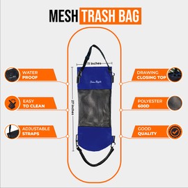 Deluxe Recycles Portable Mesh Trash Bag for Boat - Washable Leakproof Outdoor Garbage Bags for Boat, Kayak or Camper – Lightweight & Large Capacity Bin Bag (Blue)