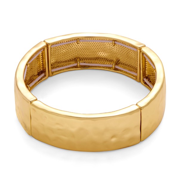 WOWORAMA Gold Hammered Bangle Bracelet for Women Chunky Elastic Stretch