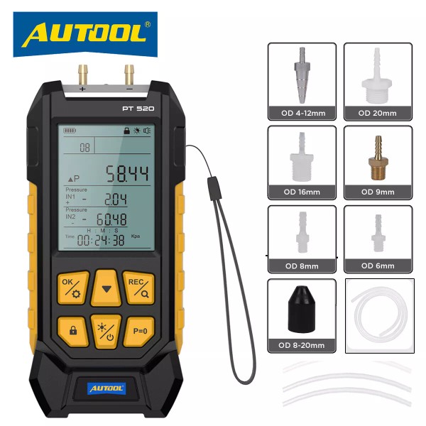 AUTOOL Digital Manometer Dual Port Differential Air Pressure HVAC Gas
