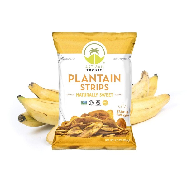 Plantain Chips - Vegan Snacks - Healthy Snacks - Paleo Snacks - Gluten Free Snacks - Whole 30 Approved Foods - Banana Chips - ARTISAN TROPIC Plantain Strips - Naturally Sweet - 4.5 Oz - 6 Pack