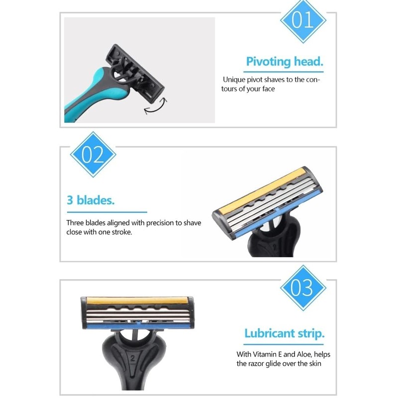 Flash 3 Ultimate Shave Triple Blade Razor Disposable Razors for
