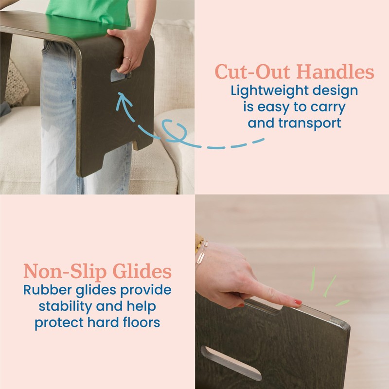 ECR4Kids Bentwood Lap Desk with Handles, Activity Table, Grey Wash