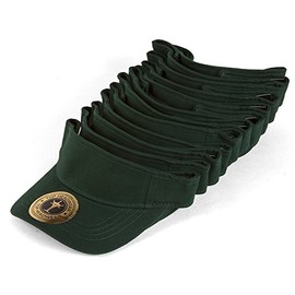 TOP HEADWEAR Blank Adult Adjustable 12 Pack Lot Dozen Bulk Visor, Forest Green
