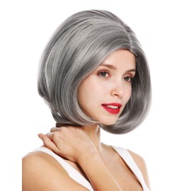 WIG ME UP - 1962-10A/88A Women's Wig Short Bob Straight Curved Lace Parting Grey Highlighted Mottled