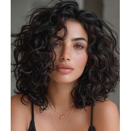 FASHION IDOL Short Deep Wavy Lace Front Bob Wigs for Women Real Hair Kinky Curly Wig Side Part Shoulder Length Wig Pre-Plucked with Baby Hair 150% Density