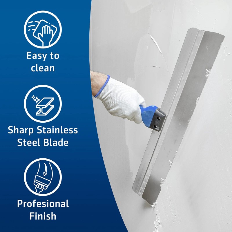 Hogard Pro Taping Knife 24", Stainless Steel Drywall Skimming Blade,