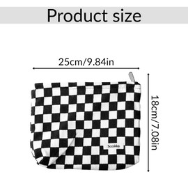 Tabanzhe Makeup Bag Checkered-Mini Cosmetic Pouch Portable Travel Toiletry Organizer Zipper Makeup Storage Bag for Women Girls