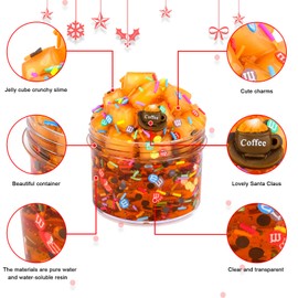 Crystal Slime Coffee Jelly Cube Glimmer Crunchy Slime, Party Favors for Kids, Non-Sticky, Super Soft Sludge Toy, Stress Relief, for Girls & Boys7OZ 200ML