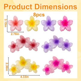 8PCS hair clips flower, Flower Claw Clips,Plastic Resin Hair Clips, Decorative Hair Holders for Women and Girls, Versatile Styling Tools for Various Hairstyles