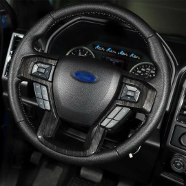 XTREME TRUX Molded Black Wood Grain Steering Wheel Bezel Trim Cover For 17-22 Ford F250 F350