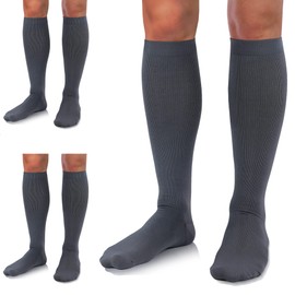 UUSOCKS Calcetines de compresión médicos para mujeres y hombres, 3 pares de 20-30 mmHg, medias de compresión alta para la rodilla, mejor circulación para correr enfermeras atléticas, 02 Gris/Gris/Gris, XX-Large