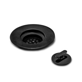 madesmart 2-Piece Drain Strainer & Stopper Set, Kitchen Sink Drain Cover with Soft-Grip Rim, Catches Food Debris, Easy-Clean & Collapsible Design, Carbon