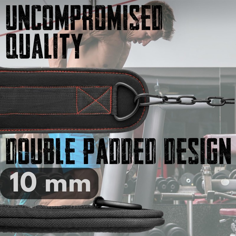 EvoFitness EVO Weightlifting dip belt Neoprene Gym Support Straps GEL