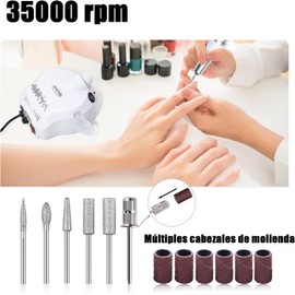 Drill para Uñas Profesional, 35000 RPM Pulidora para Uñas, Herramienta de Manicura Pulidora, Lima de Uñas Velocidad Ajustable, Máquina de Manicura y Pedicura, Mesa para Uñas (Blanco)