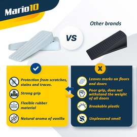 Mario10 Door Wedge Rubber Door Stops Indoor Outdoor Anti Skid Rubber Door Stoppers for Floor Multi-Surface Rubber Door Wedges Heavy Duty Door Holders to Stay Open - 4-Pack (White)