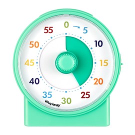 Wuyiway Visual Timer for Kids, 60-Minute Countdown Timer for Classroom Office Kitchen, Desk Timer Kids Time Management Tools with Silent Operation, Pomodoro Timer Colorful Pattern (Kid Green)