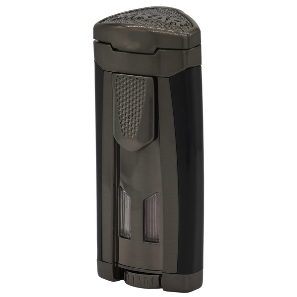 Xikar HP3 Inline Triple Flame Cigar Lighter, Attractive Gift Box, EZ-View Red Fuel Window, Honeycomb Texture, Gunmetal
