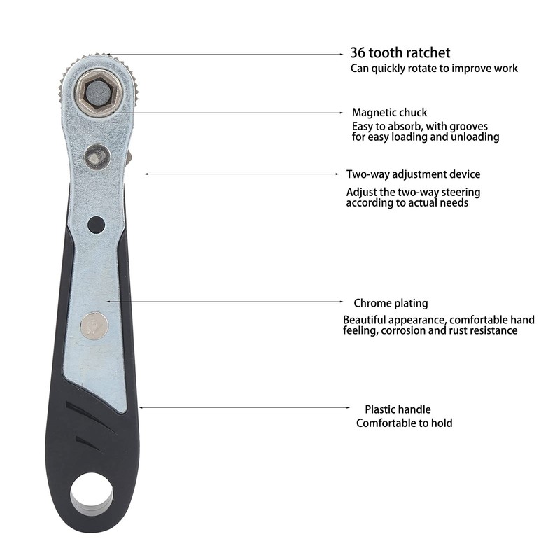 Mini Llave de Trinquete 1/4 Pulg. Hexagonal Llave de Tubo