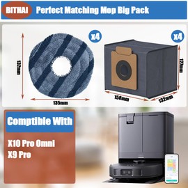 8 Pack Replacement Parts Dust Bags Mop Pads for eufy X10 Pro Omni Accessories Robot Vacuum Self-Empty Station,4 Dust Bags, 4 Mop Pads