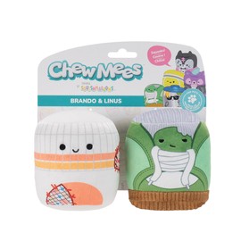 Squishmallows Chewmees 3.5-Inch Brando Shoe + Linus Sock Pet Toys - Chew Mees by Original Pet Toy 2 pieces
