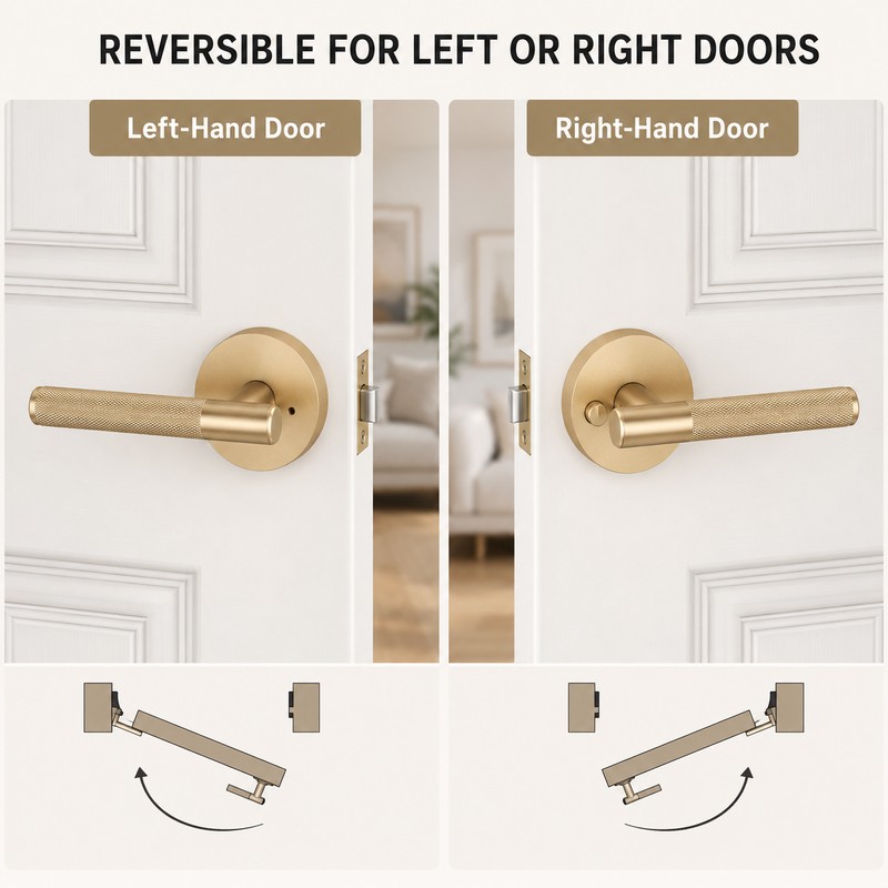 Knurled Privacy Door Handle for Bedroom & Bathroom